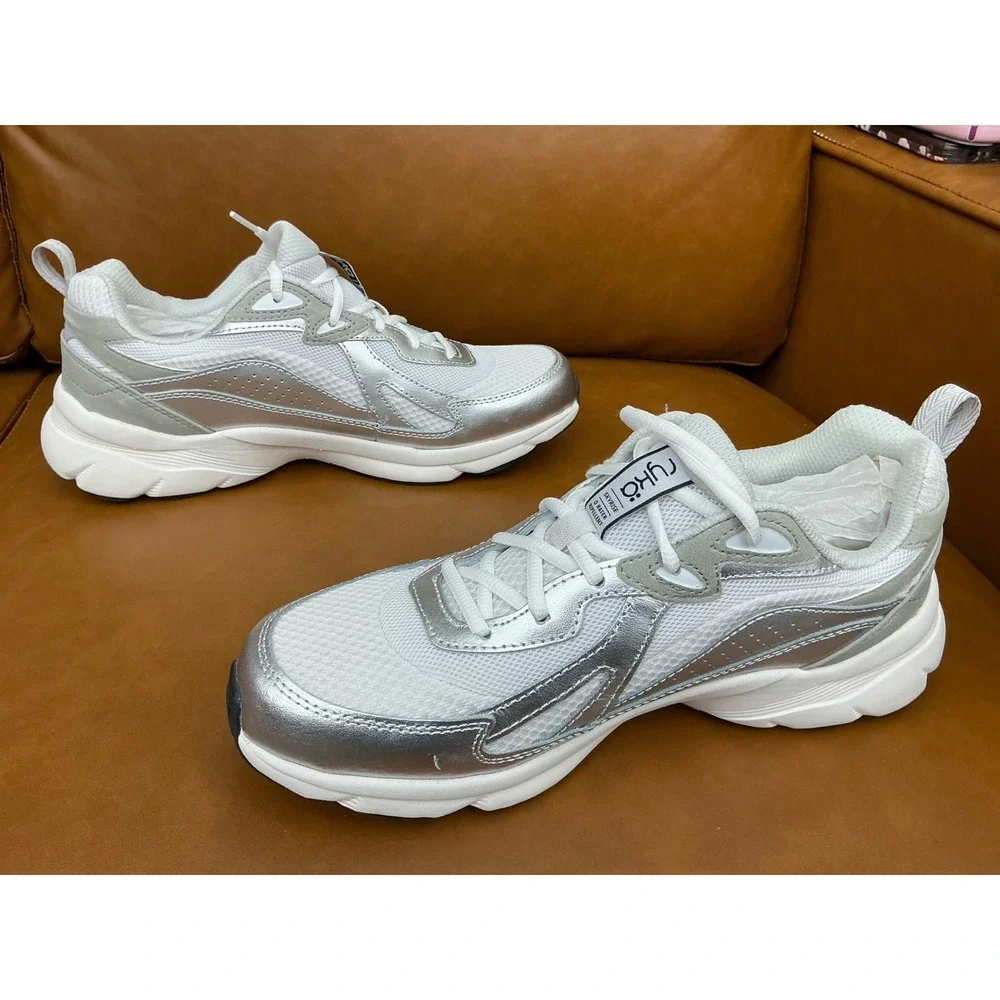 Ryka Skyrise Walking Sneaker Womens 8.5 White Silver New Water Repellent